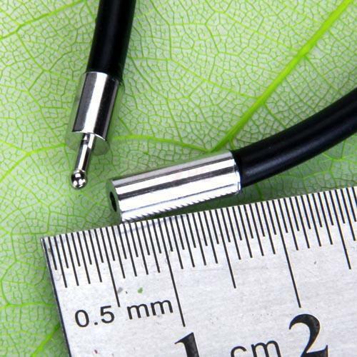 2PCs 3mm Black Rubber Stainless Steel Cord Chain Choker Necklace 16" & 18"