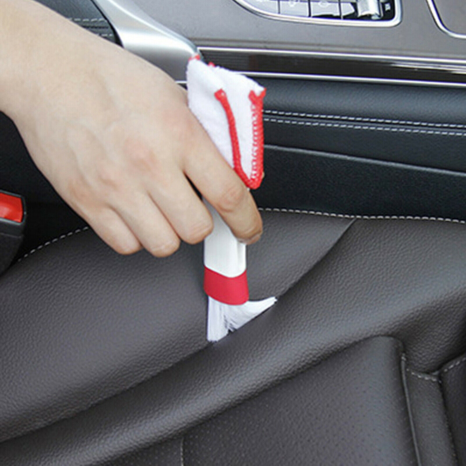 Cleaning Brush Car Air Conditioner Vent Blinds Dust Cleaner Red White