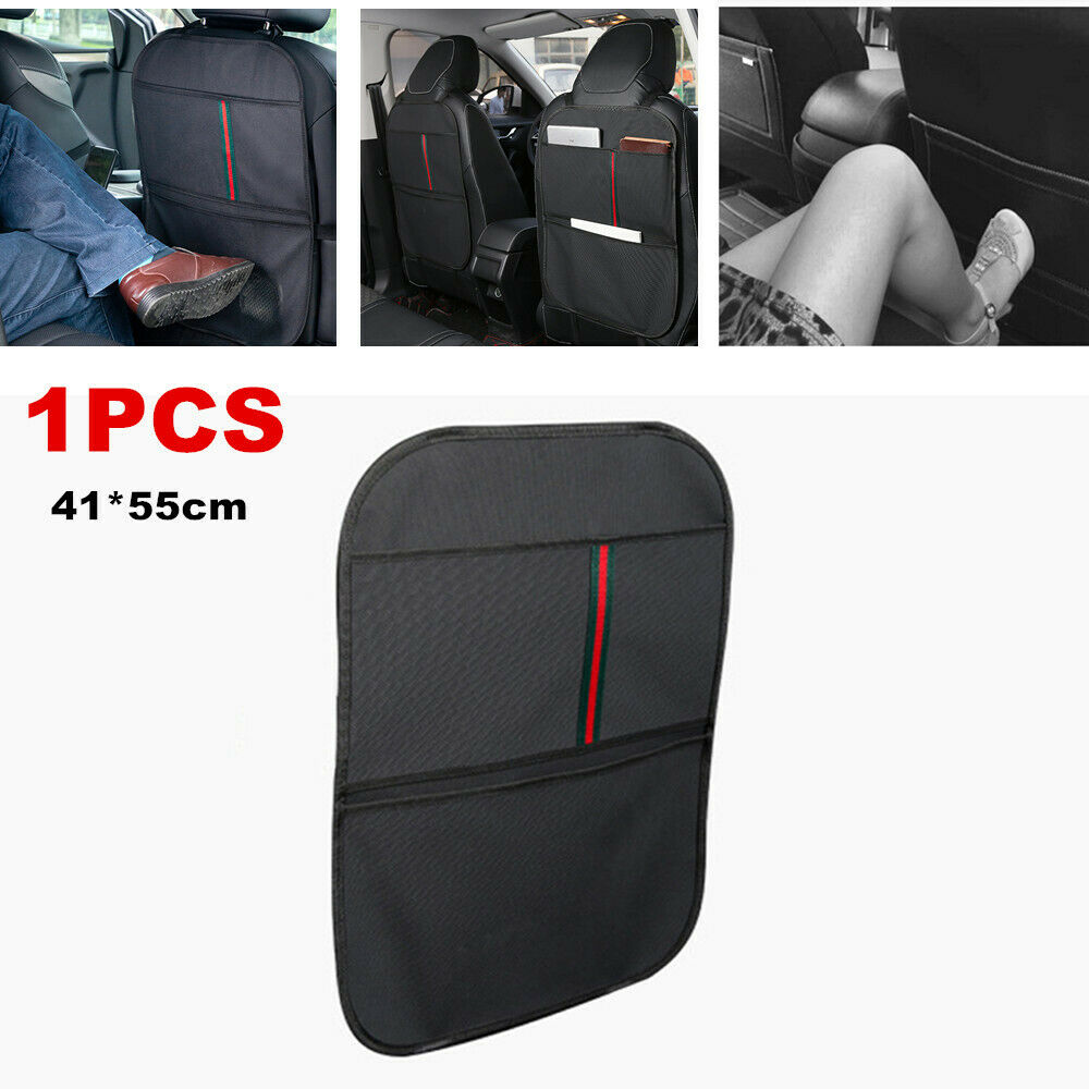 Car Seat Back Cover Protector Anti-kick Clean Mat Wearproof PU Leather w/ Pocket