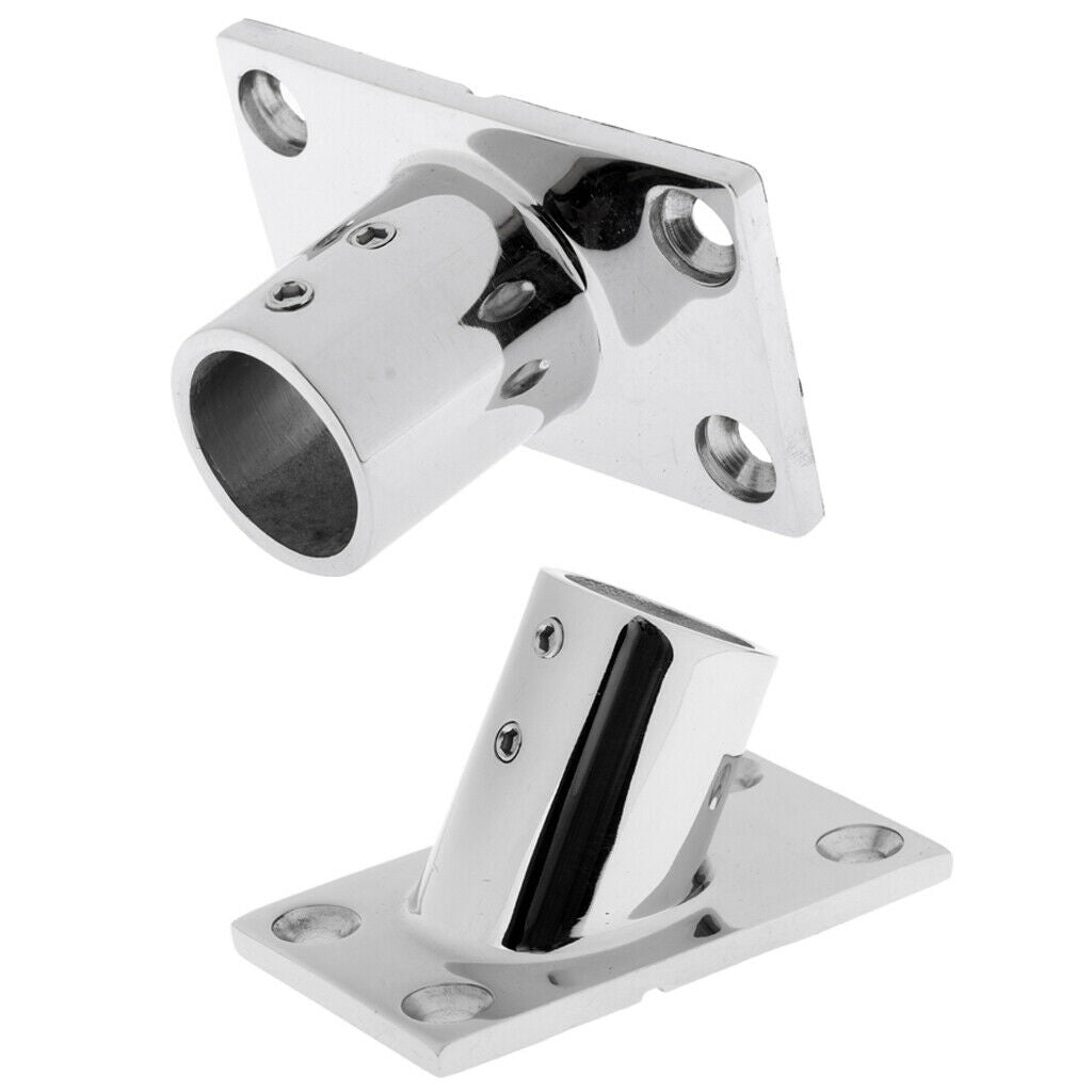 2x Heavy Duty 316 Stainless Steel Marine Boat Deck Handrail Square Base 7/8