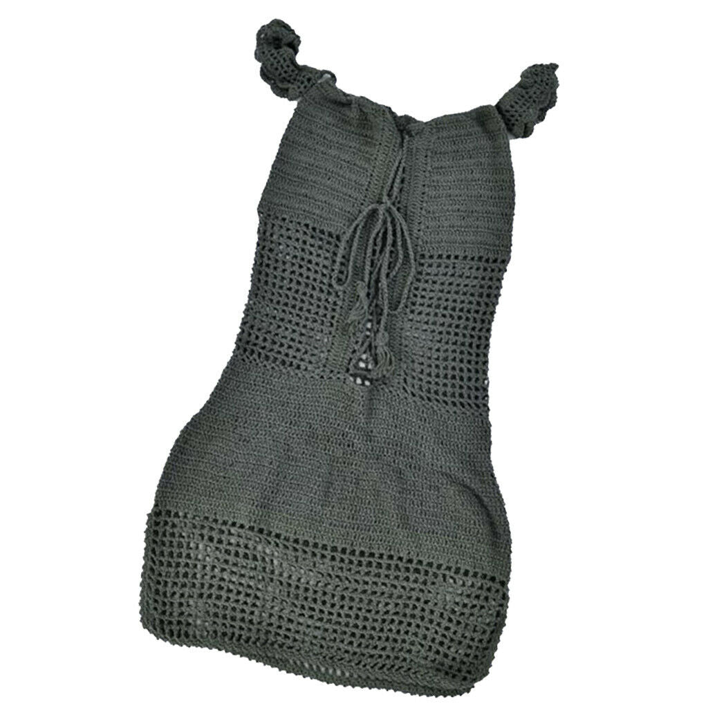 Women's Hollow Crochet Beach Dress Off-Shoulder Bikini Cover Up Dark Green