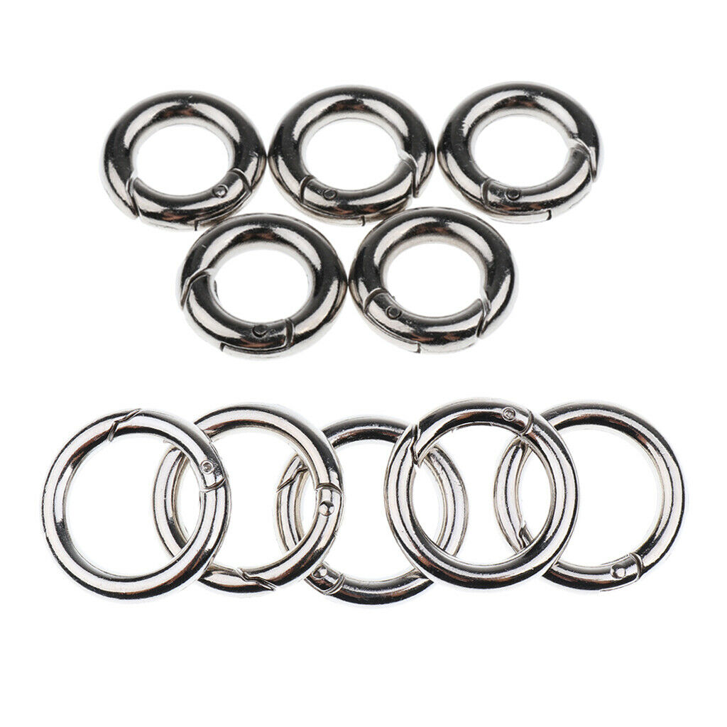 10pcs Key Rings Plated Open Hook Carabiner Ring Connector Keychain 20mm