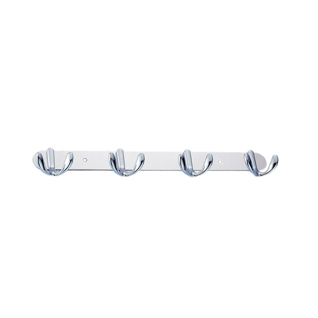 Chrome Double-deck 4 Hook Wall Hanger Coat Hat Towel Rack Bathroom Bedroom