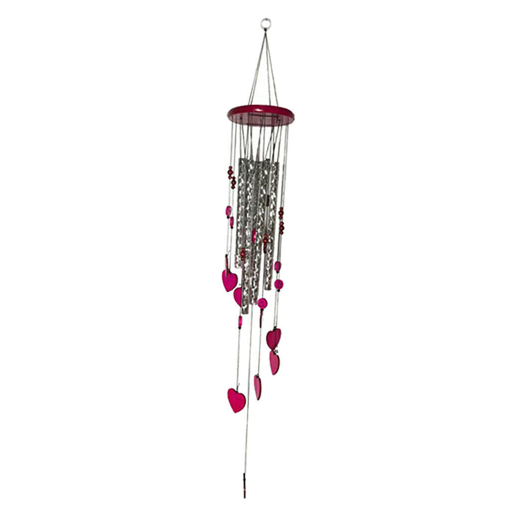 Large Wind Chime Garden Metal Windchime Tubes for Funeral Rose red_2