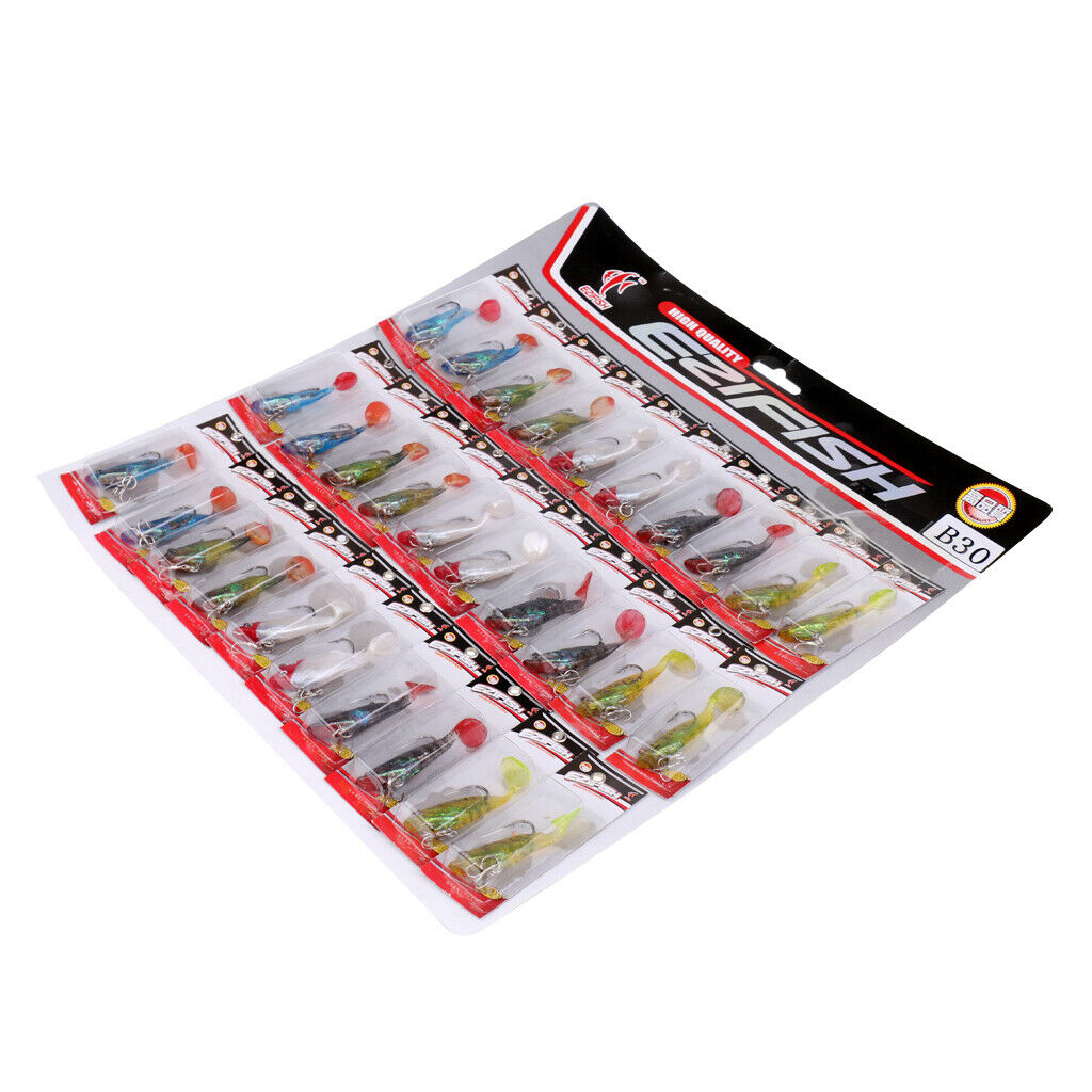 Lot 30Pcs Soft Shad Lures Bait Perch Pike Chub Trout Zander Bass Sea Fishing