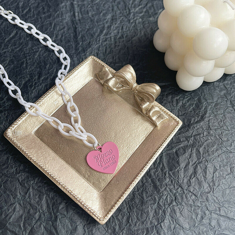 Fashion Pink Letter Heart-shaped Pendant Clavicle Chain Alloy For Women Jewelry