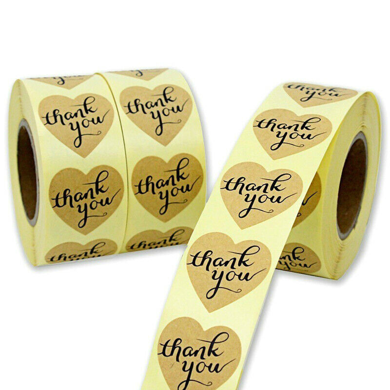 500pcs Heart thank you Stickers Cake Sealing Labels Gift Box Adhesive Sti.l8