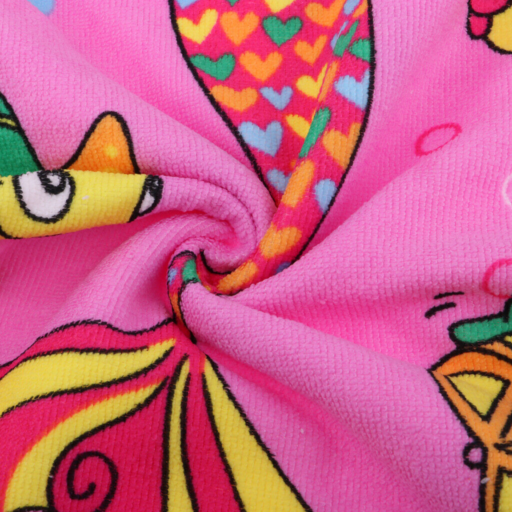2Pcs Toddler Hooded Bath Robe, Cute Mermaid Soft Beach Towel, Swim Pool Coverup