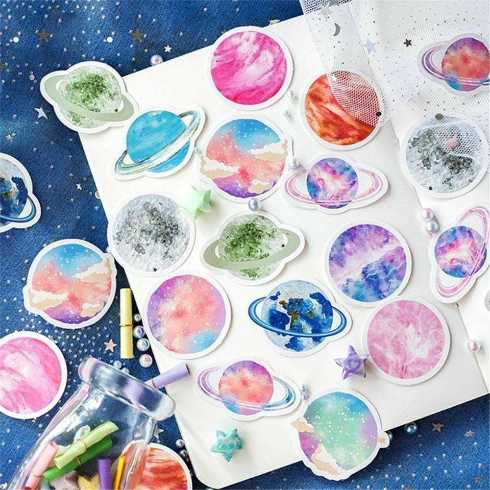 45Pcs/box Planet Stickers Sealing Diary Label DIY Scrapbooking Travel Stickers