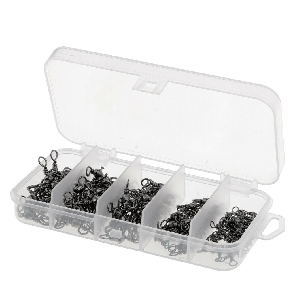 115pcs Heavy Duty Three Way Barrel Swivels Black T Ture Swivels Fishing