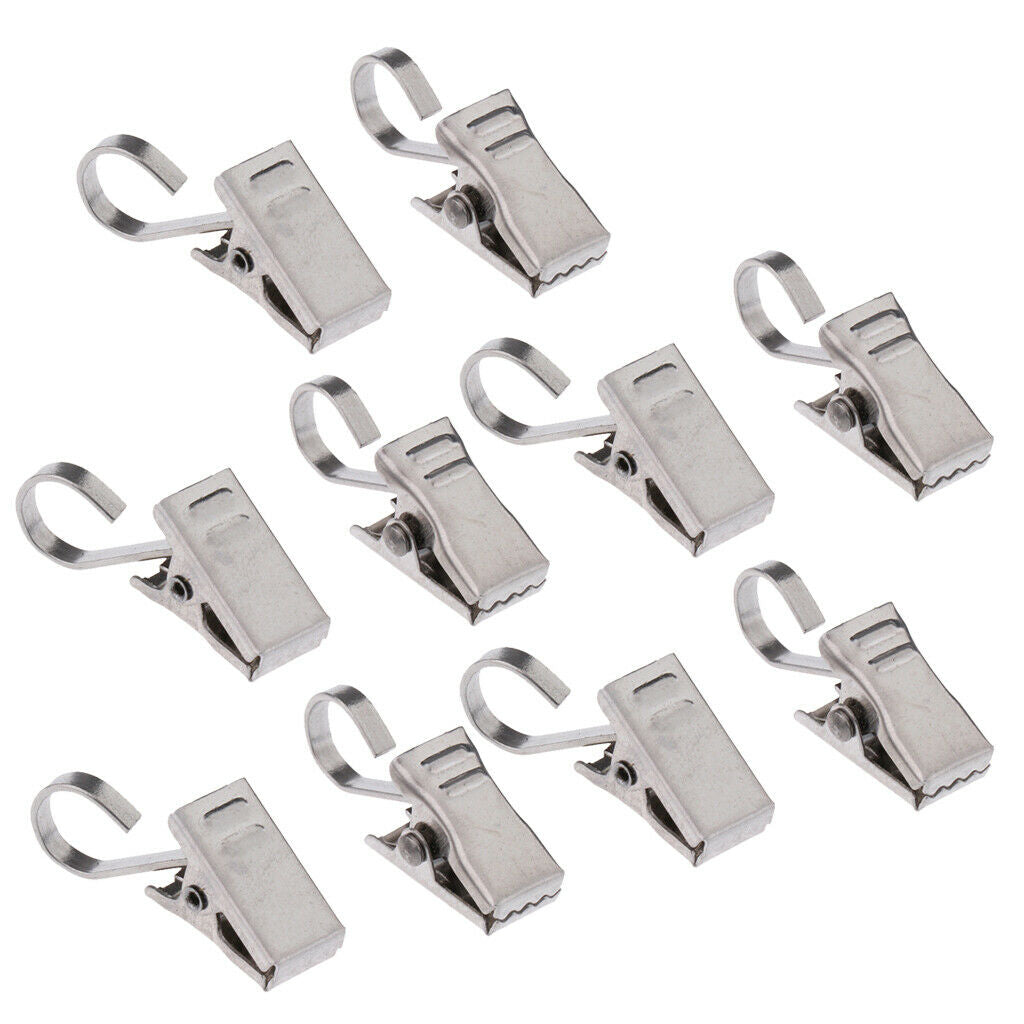 10Pcs Shower Curtain Clips with Hook Gliding Clamp Hanger Clips Peg Pin 35mm,