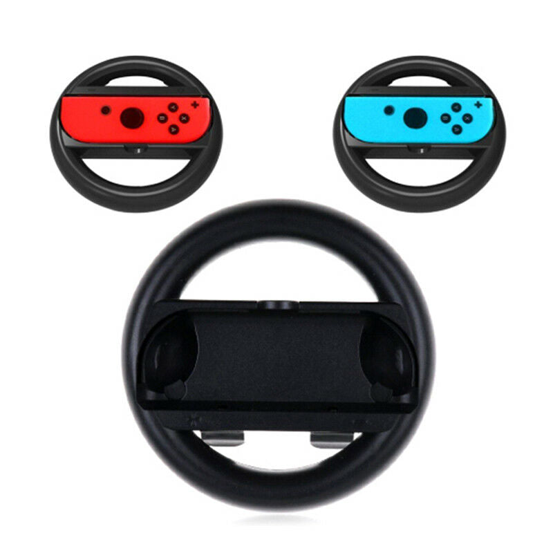 Black 2 pcs joy-con grip steering wheel handle controller for nintendo switch NC