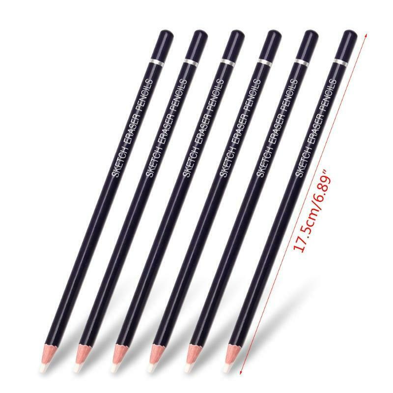 Set of 6 Prmeium White Eraser Pencils Set for Sketching Pencils Colored Pencils