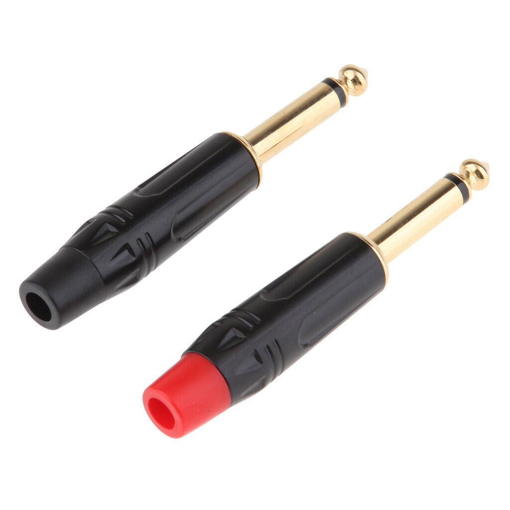 2x 6.5mm 1/4" Mono Audio Male Solder Plug   Rapair Connector Adapter