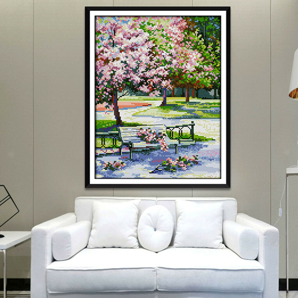 Embroidery Cross Stitch Kits Pre-Printed Pattern Needlework - Spring Scene