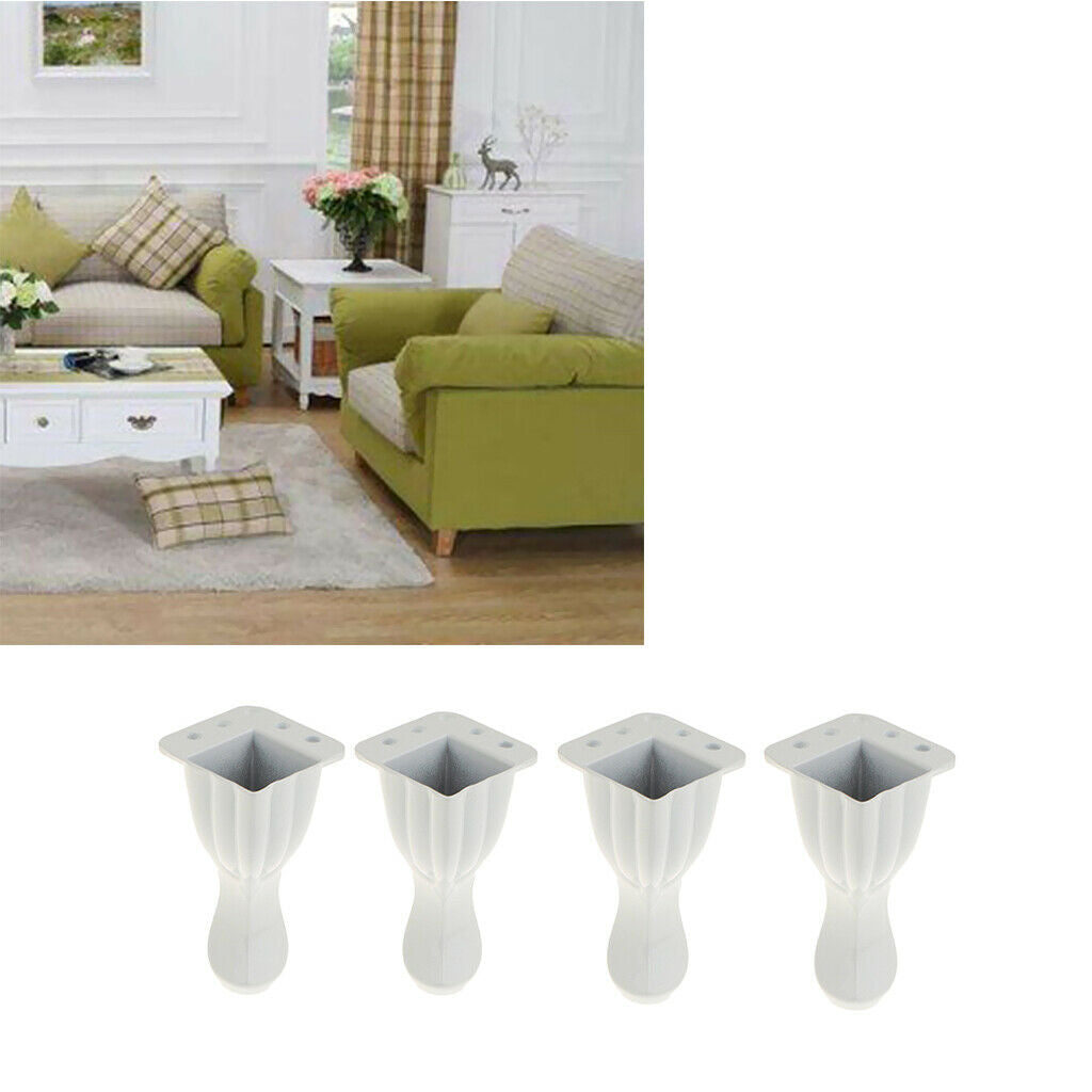 4x Sofa Leg Chair Couch Desk Table Feet Plinth Replacement H: 8cm White