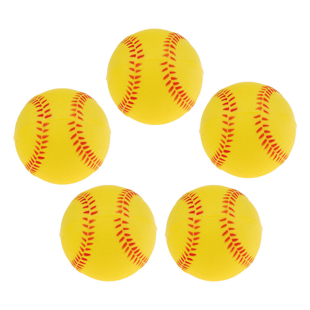 5x Soft Training Baseball Softball Kids Team Game Playing Bouncy Ball Yellow