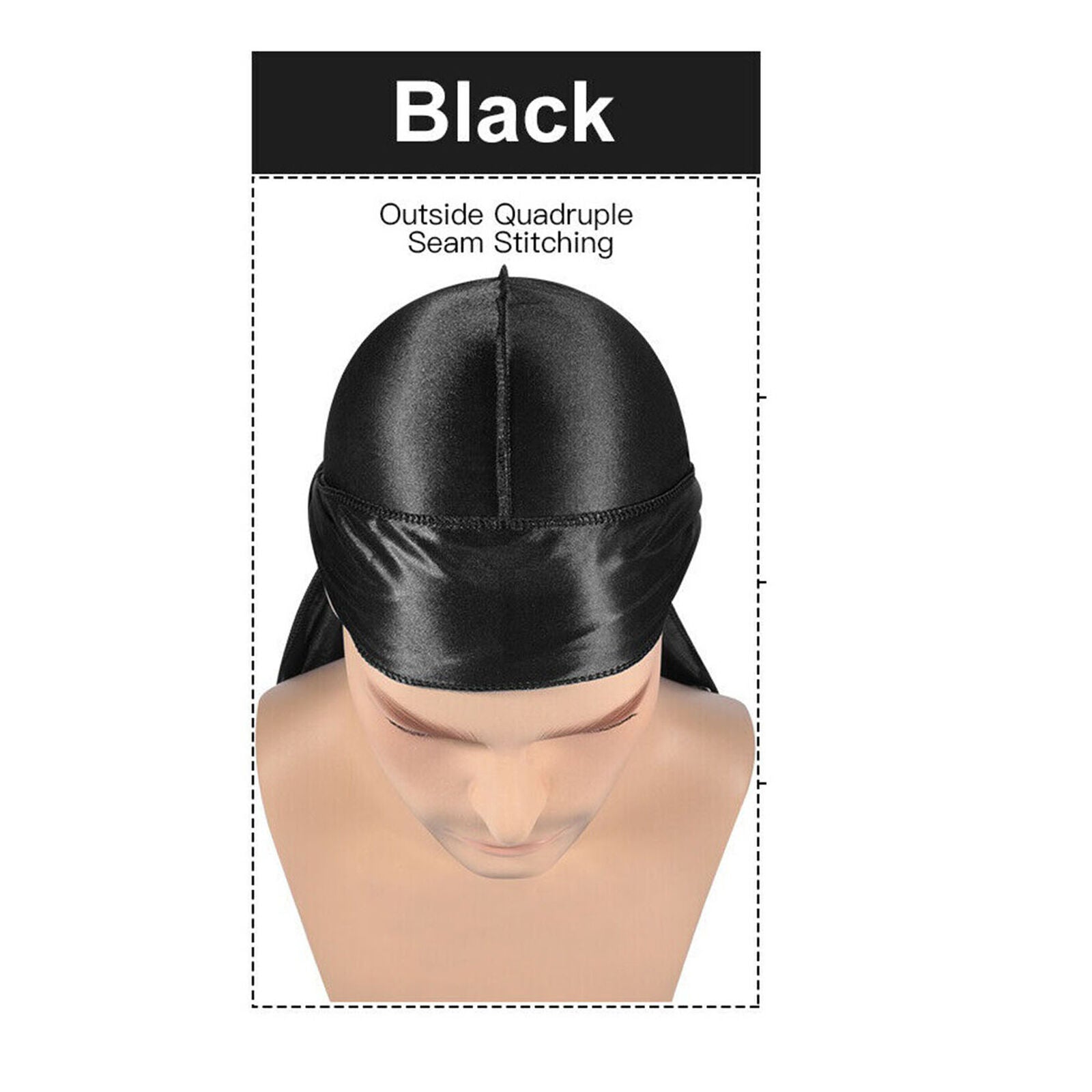 Premium Silky Durag Satin Wave Cap Men's Women's Doo Rag Hat Bonnet Head Wrap