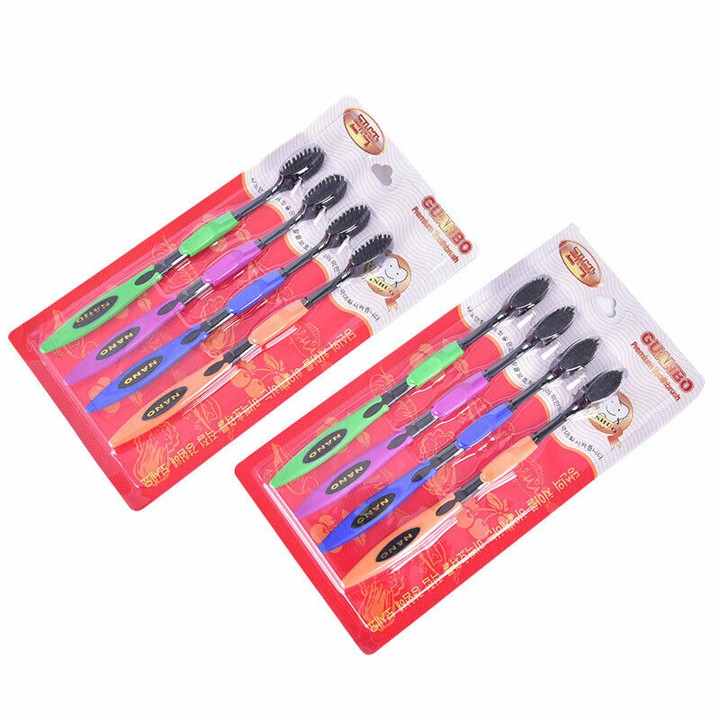 4Pcs double layer soft bristle toothbrush portable bamboo charcoal toothb.l8