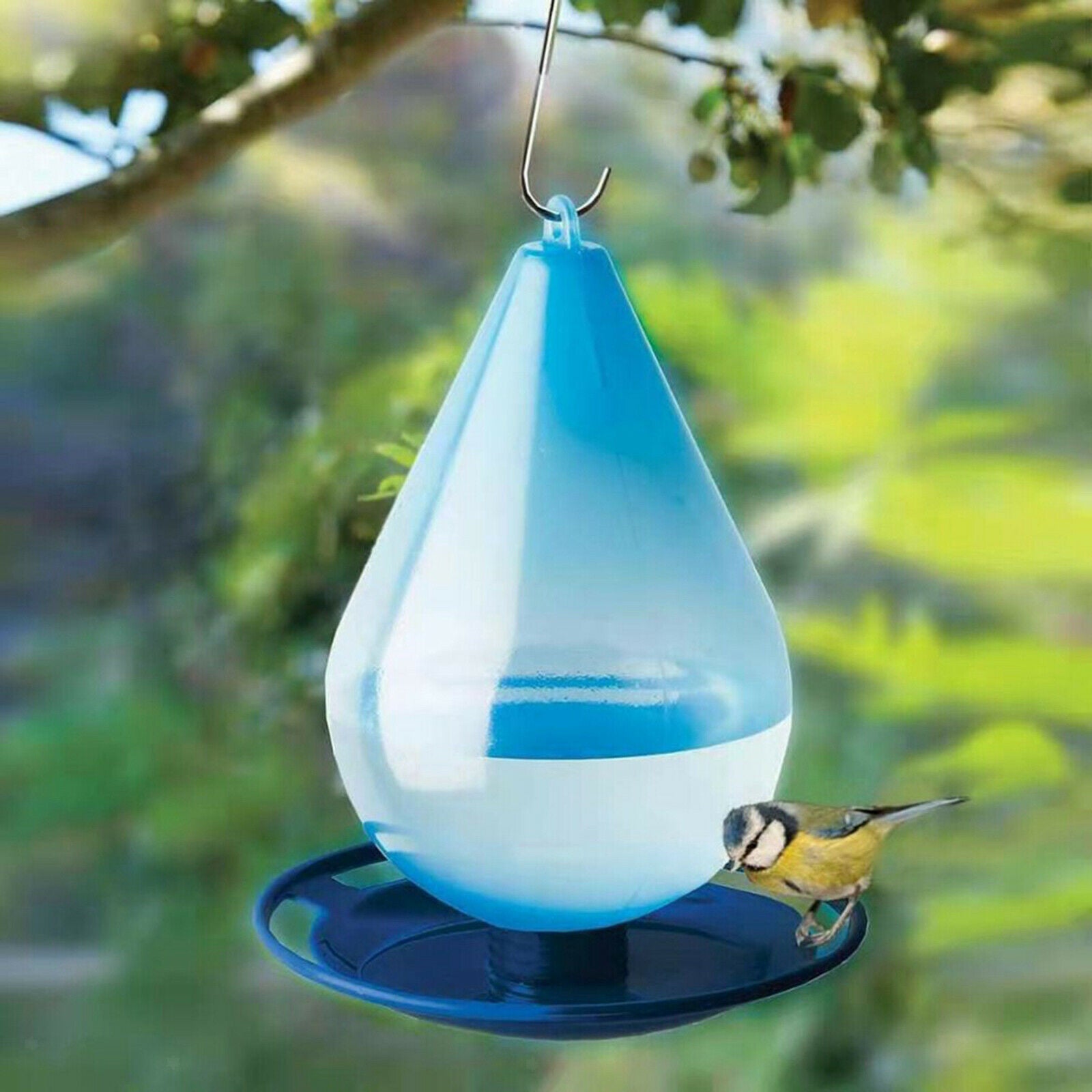 Courtyard Patio Leak Proof Blue Hummingbird Nectar Feeder with Hanging Hook