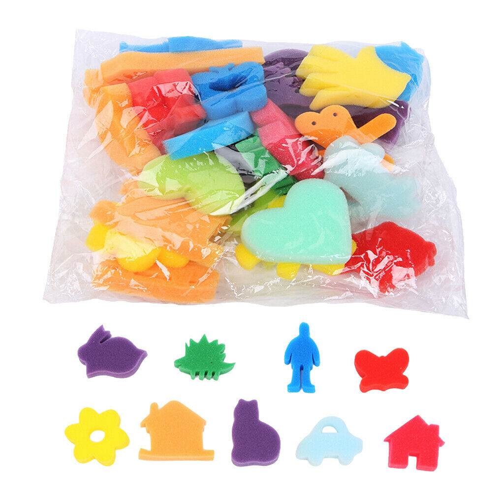 24Pcs Mixed Paint Sponges Art Supplies Graffiti Paint Brush Stamp Tools DIY