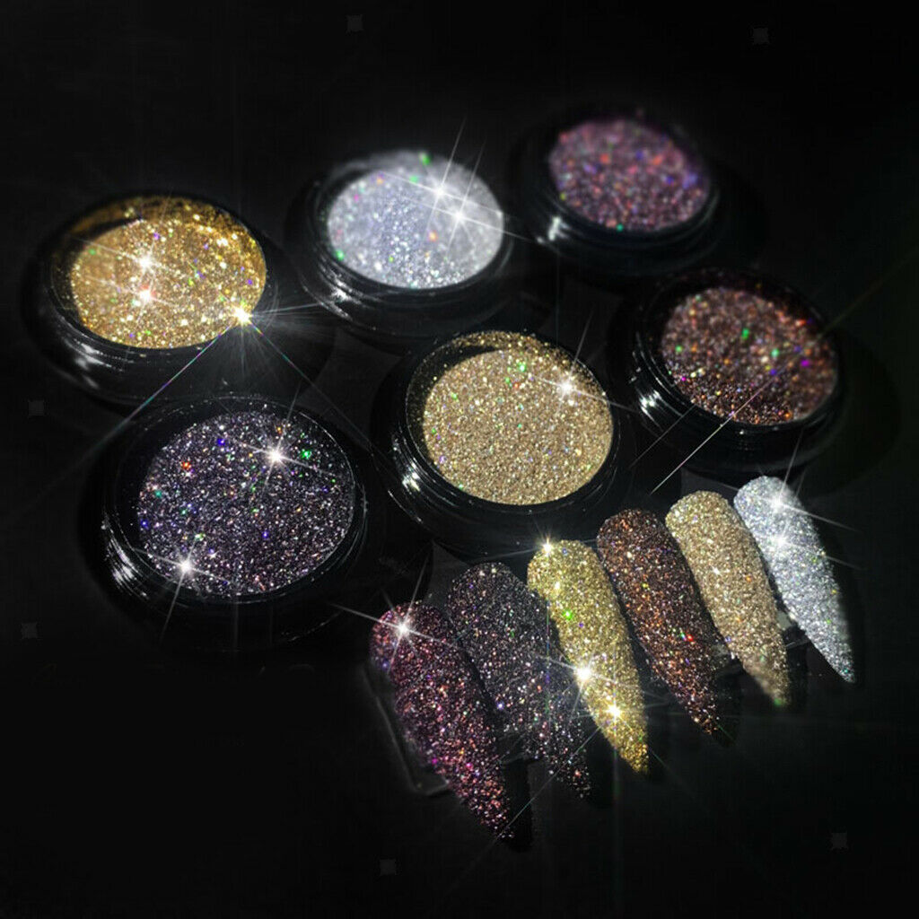 6x Nail Art Glitter Acrylic UV Gel Tips Dust Power Nail Art Accessory Gifts