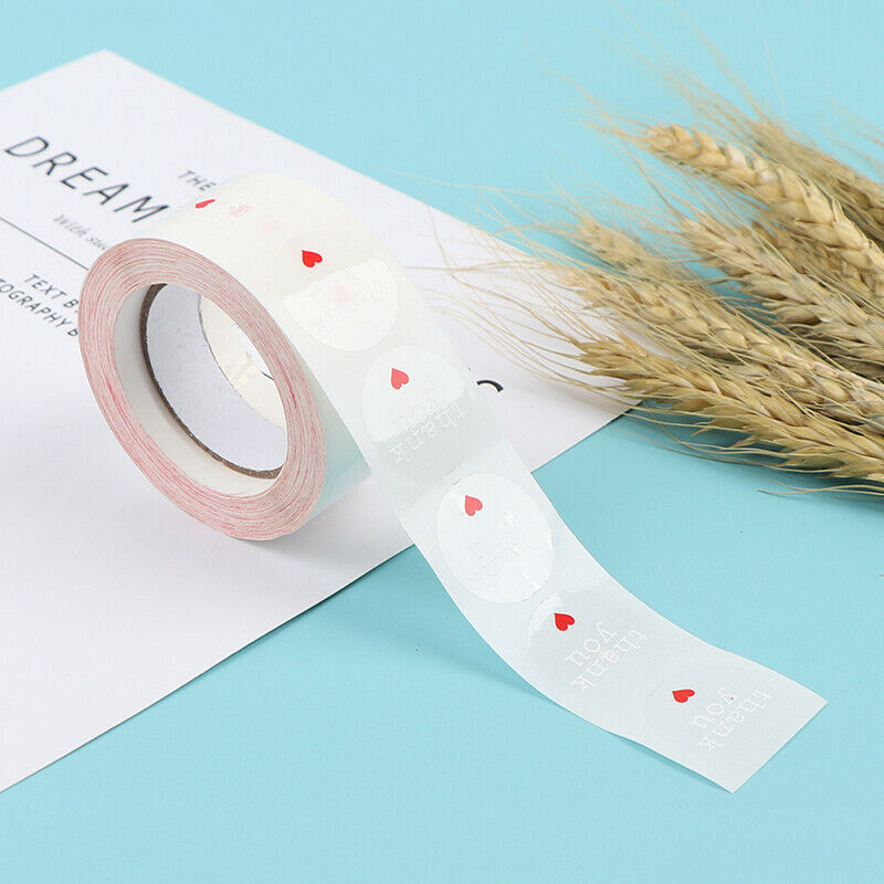 500Pcs Paper Seal Labels Thank You Stickers Handmade With Love Gift Bake Dec Tt