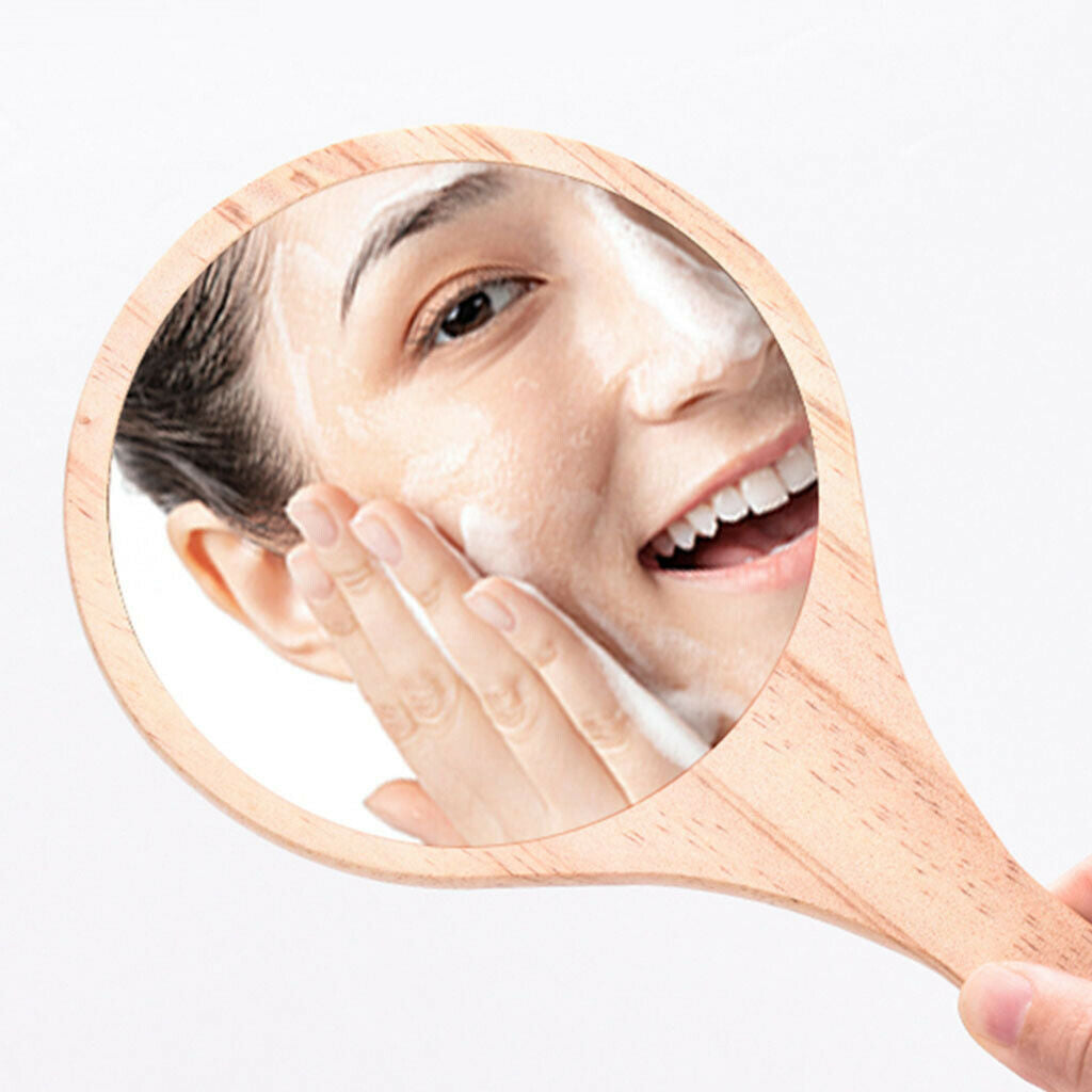 Pack Of 2 Colors Rustic Exquisite Wooden Makeup Mirrors Round Handheld Mirrors