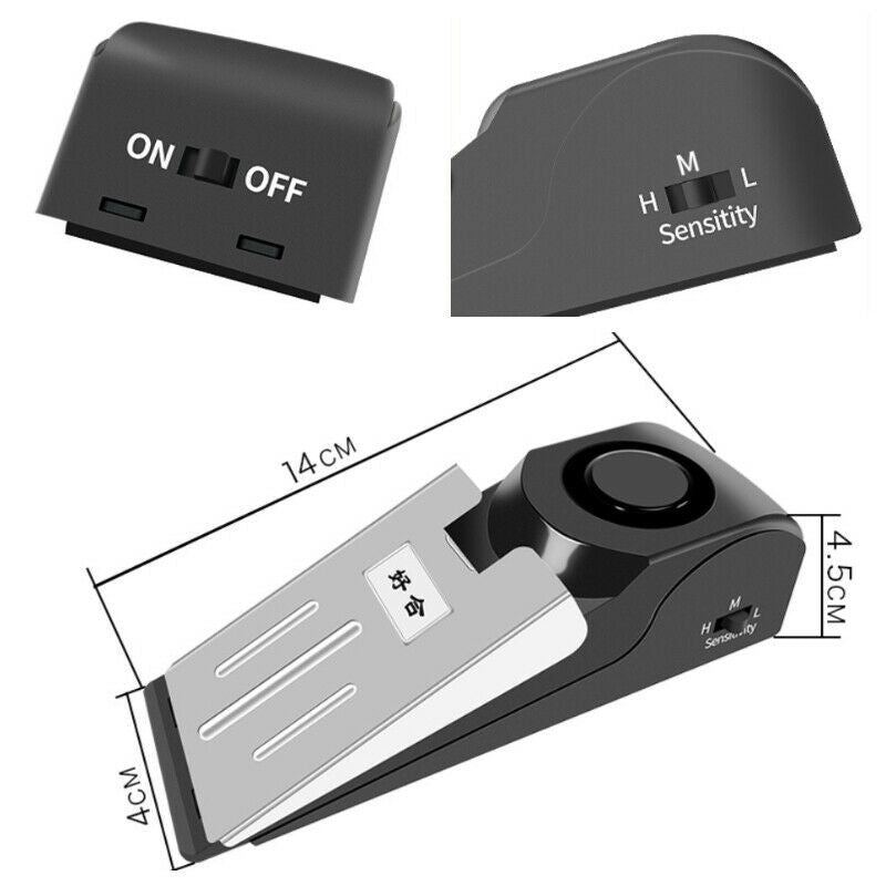 Door Stoppers Security Siren Sounds Travel Hotel Safety Tool Anti Theft DC 9V