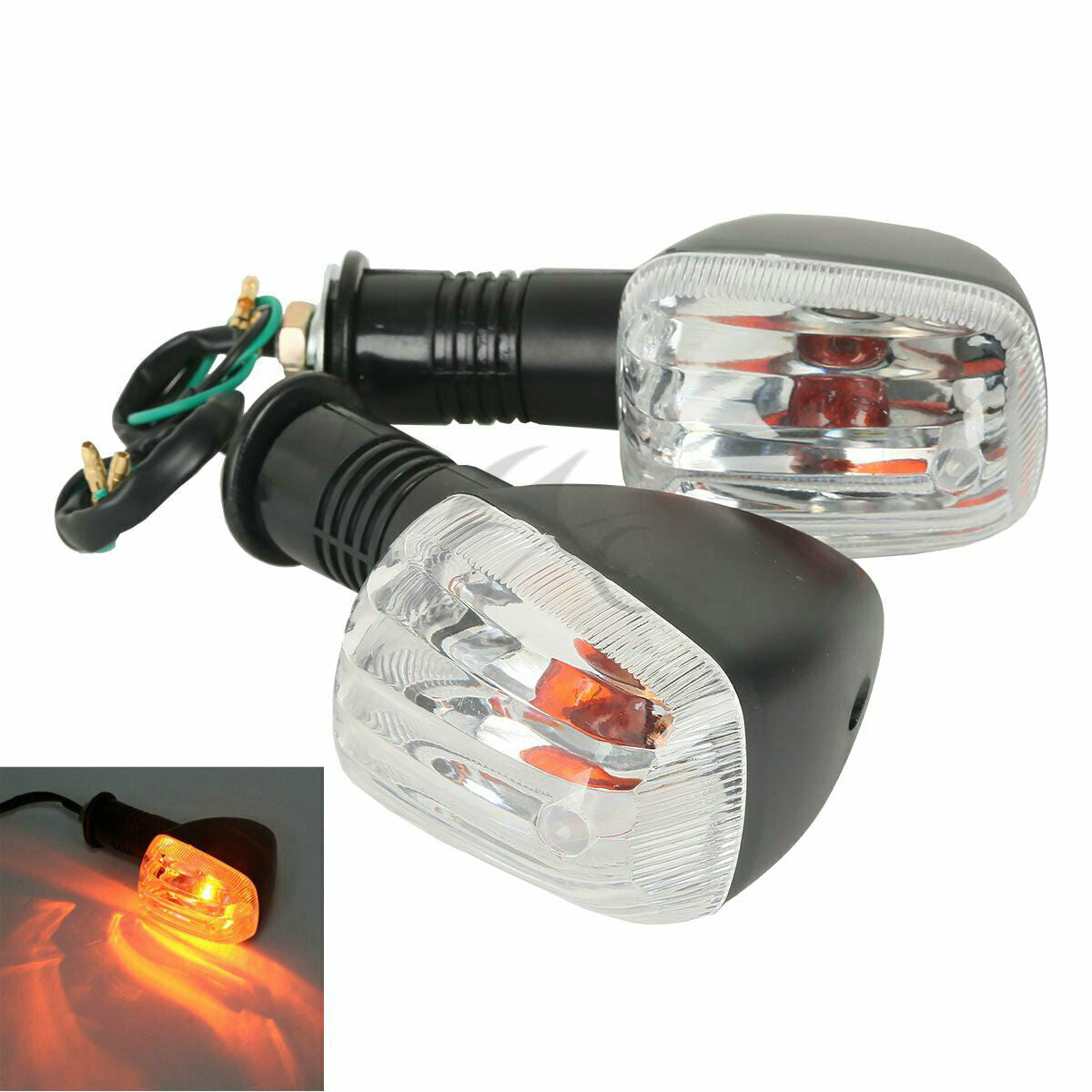 Turn Signal Indicator Light Clear Lens Amber LED For Suzuki GSX-R400 GSXR 400