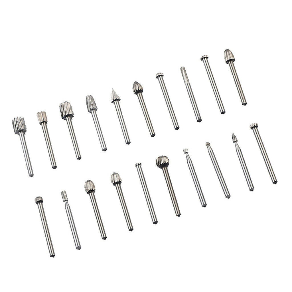20pcs 1/8 Hex Shank Rotary Burr Set HSS Rotary  Burr Grinder Rotary Tool