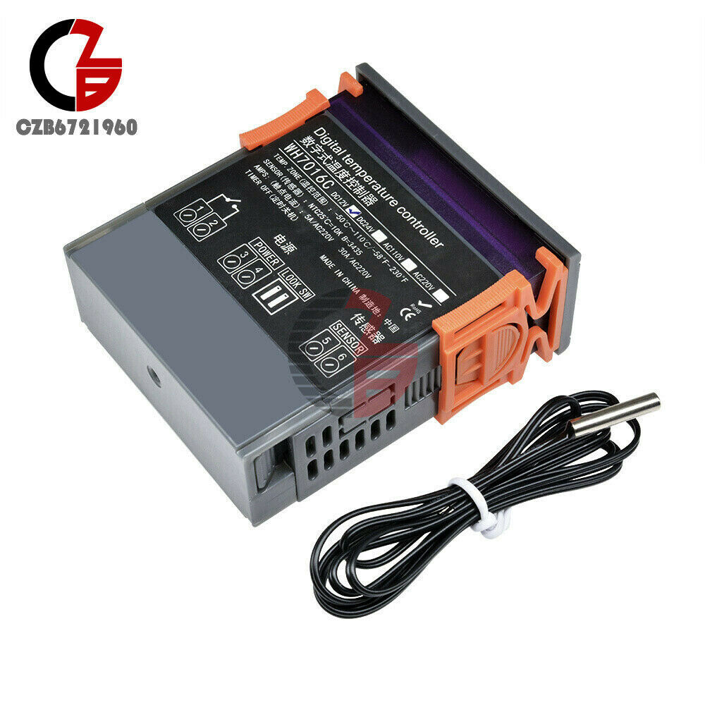 WH7016C DC 12V 10A Digital RC-110M All-Purpose Temperature Controller w/ sensor