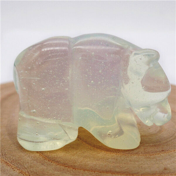 53g 41x31x23mm White Opal Carved Bear Decoration Statue Home Decor Gift HH7740