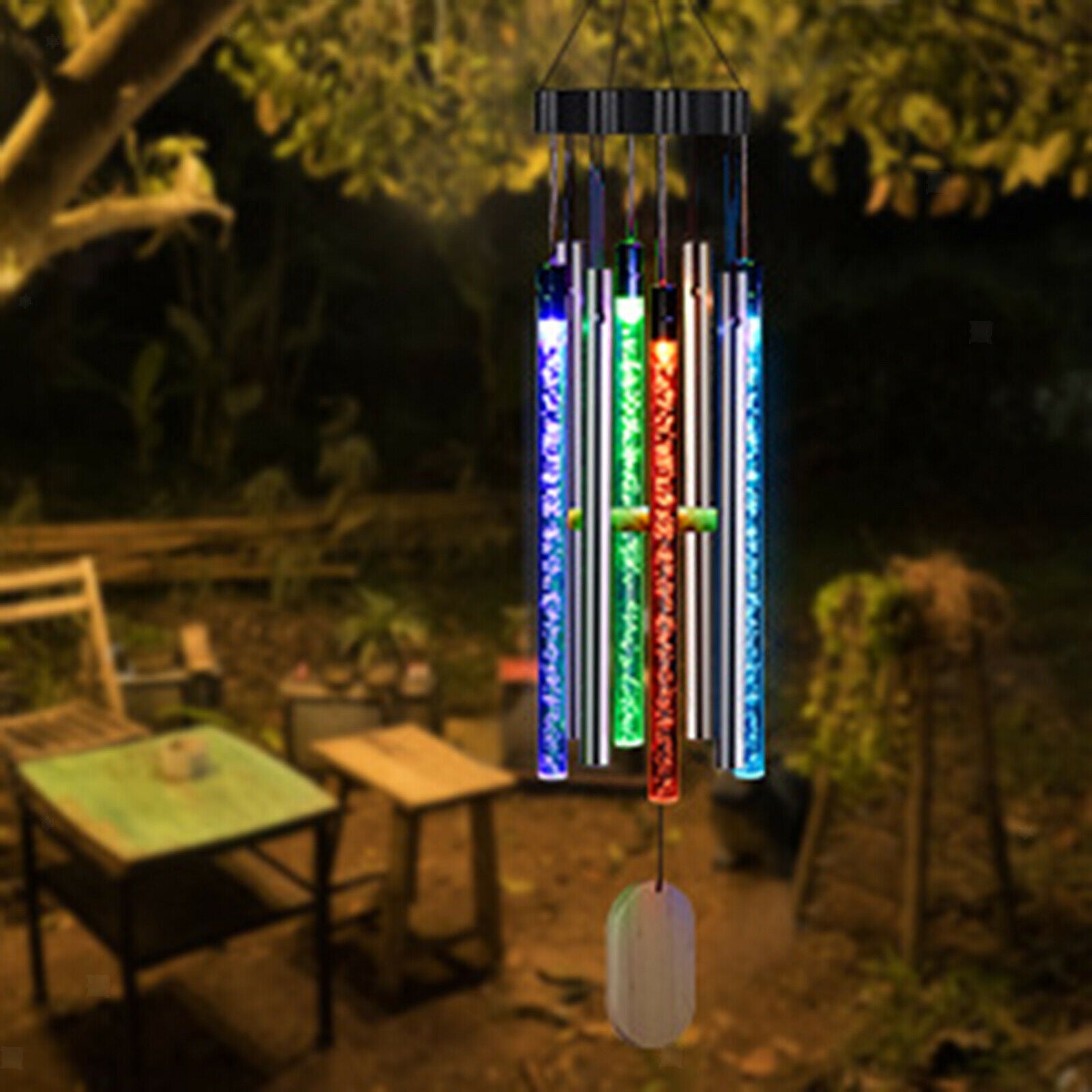 Solar Power Wind Chimes Decoration Hanging Light Ornament Garden Patio