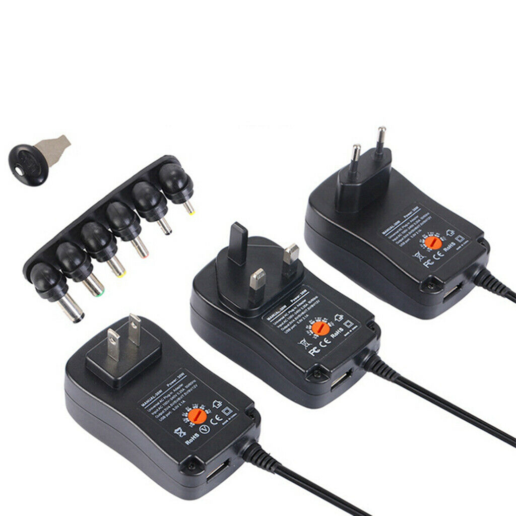 2.1A 30W 3V 4.5V 5V 6V 7.5V 9V 12V AC DC Charger Power EU Adapter Converter