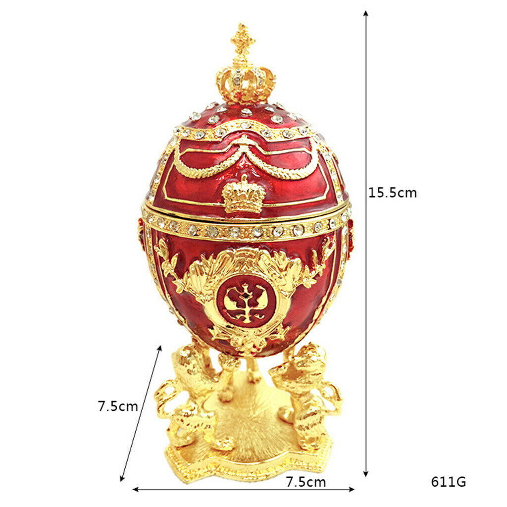Rhinestone Enameled Egg Shape Jewelry Box Trinket Holder Earrings Container