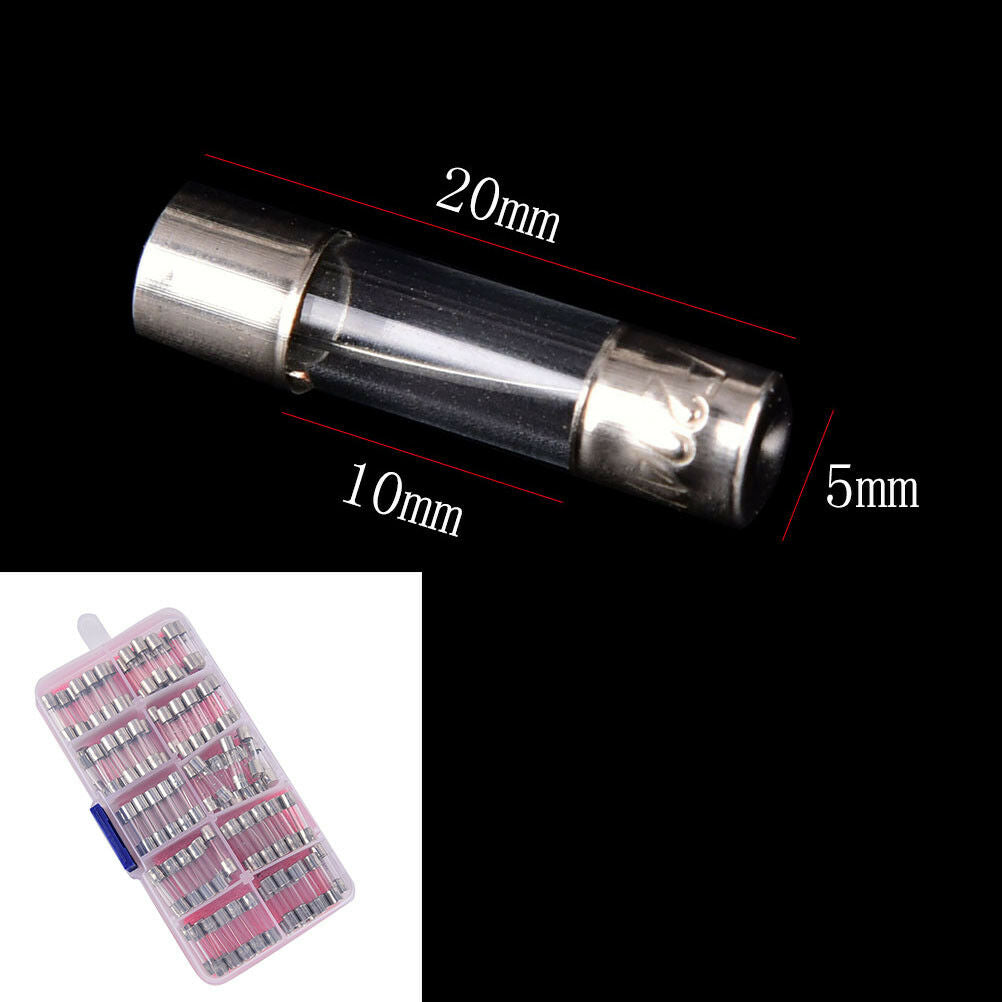 100X/Set 5x20mm Quick Blow Glass Tube Fuse Assorted Kits Fast-blow Glass Fusy TL