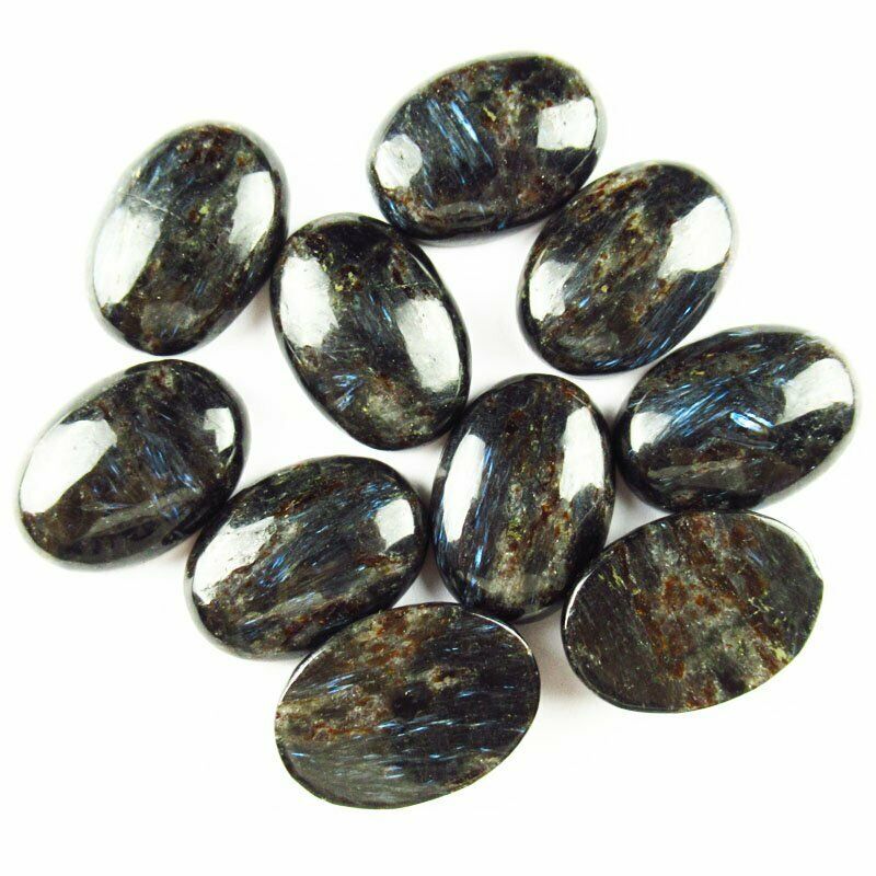 8pcs 25x18x6mm Natural Black Obsidian 46g Oval Cab Cabochon A-261JM