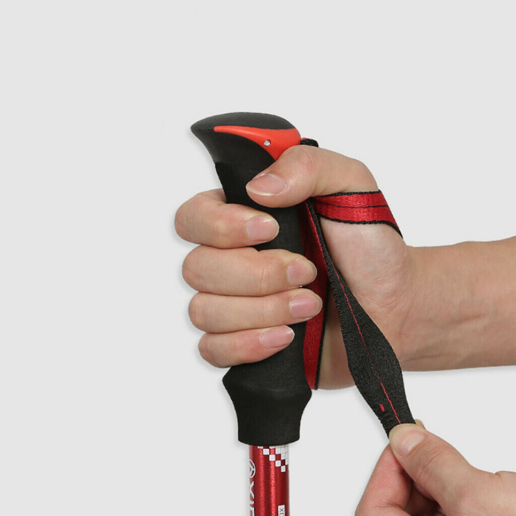 Collapsible Telescopic Hiking Trekking Pole Adjustable Walking Stick Red