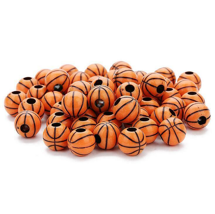 100pcs Acrylic Beads Basketball shape DIY Handmade beading Bracelet Jewelry 11mm