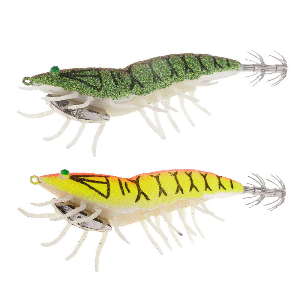 2pcs Luminous Shrimp Fishing Lures Squid Jig Hooks