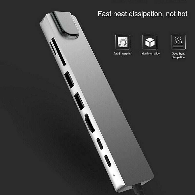 For MacBook Pro Air 8 in 1 Multiport USB-C HUB 4K HDMI USB 3.0 Aux Adapter Cable