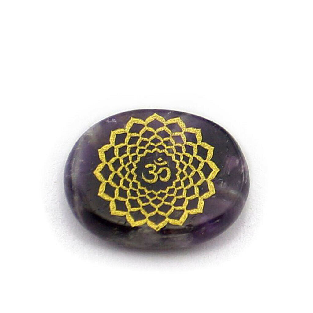 7pcs Engraved Reiki Energy Loaded Crystal Palm Stones Gift