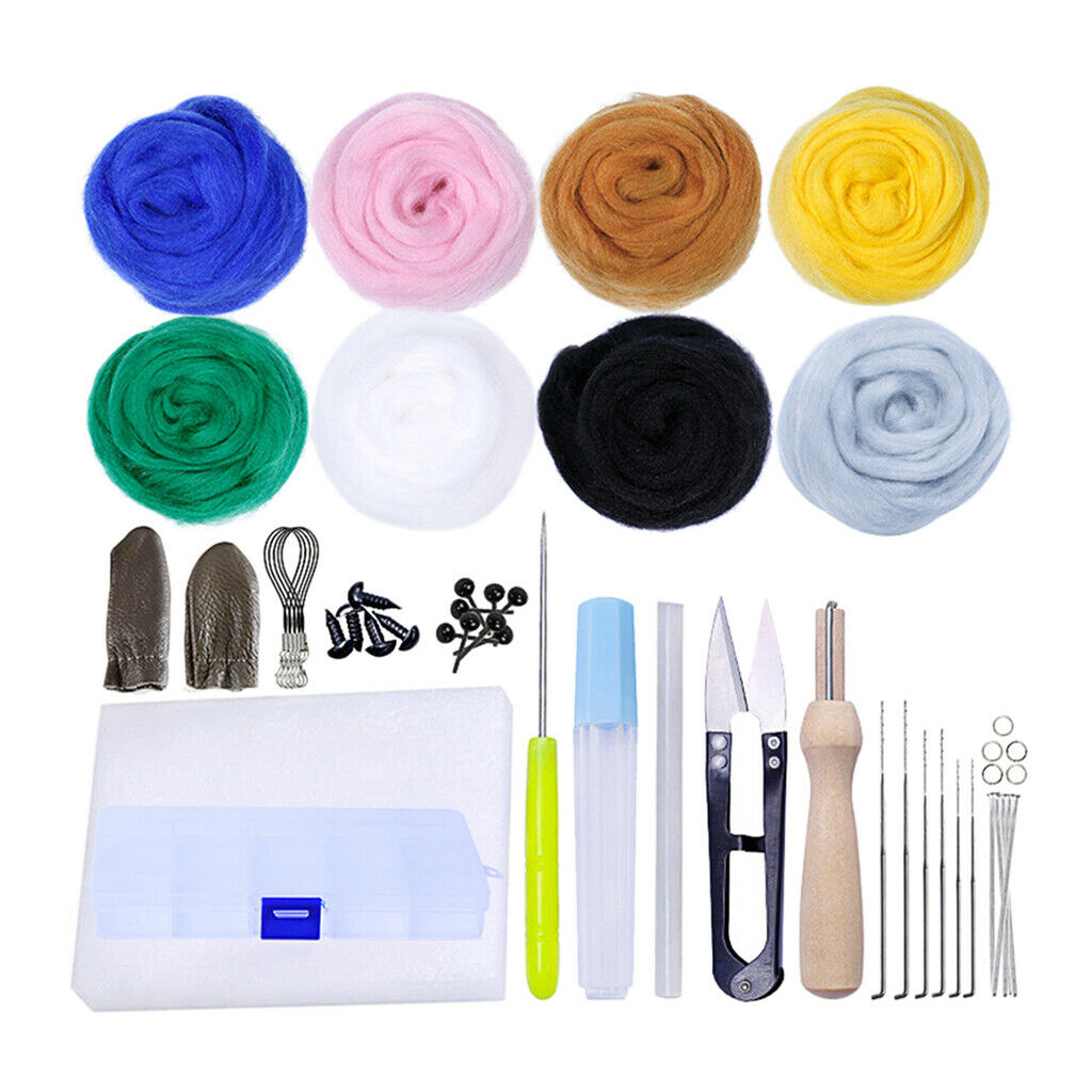 Wool Felt DIY Tools Kit,Needle Felting, Felt Starter Kit with Pad, Wool Felt