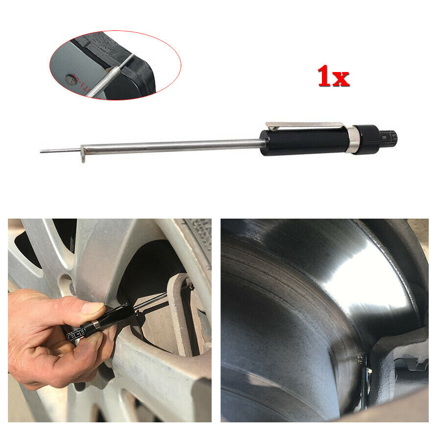 1x Black ABS+Steel Car Brake Pad Thickness Guage Tester Measuring Tool Universal