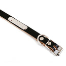 Adjustable Cow Leather Pet Collar Puppy Dog Lettering Neck Strap XS Black