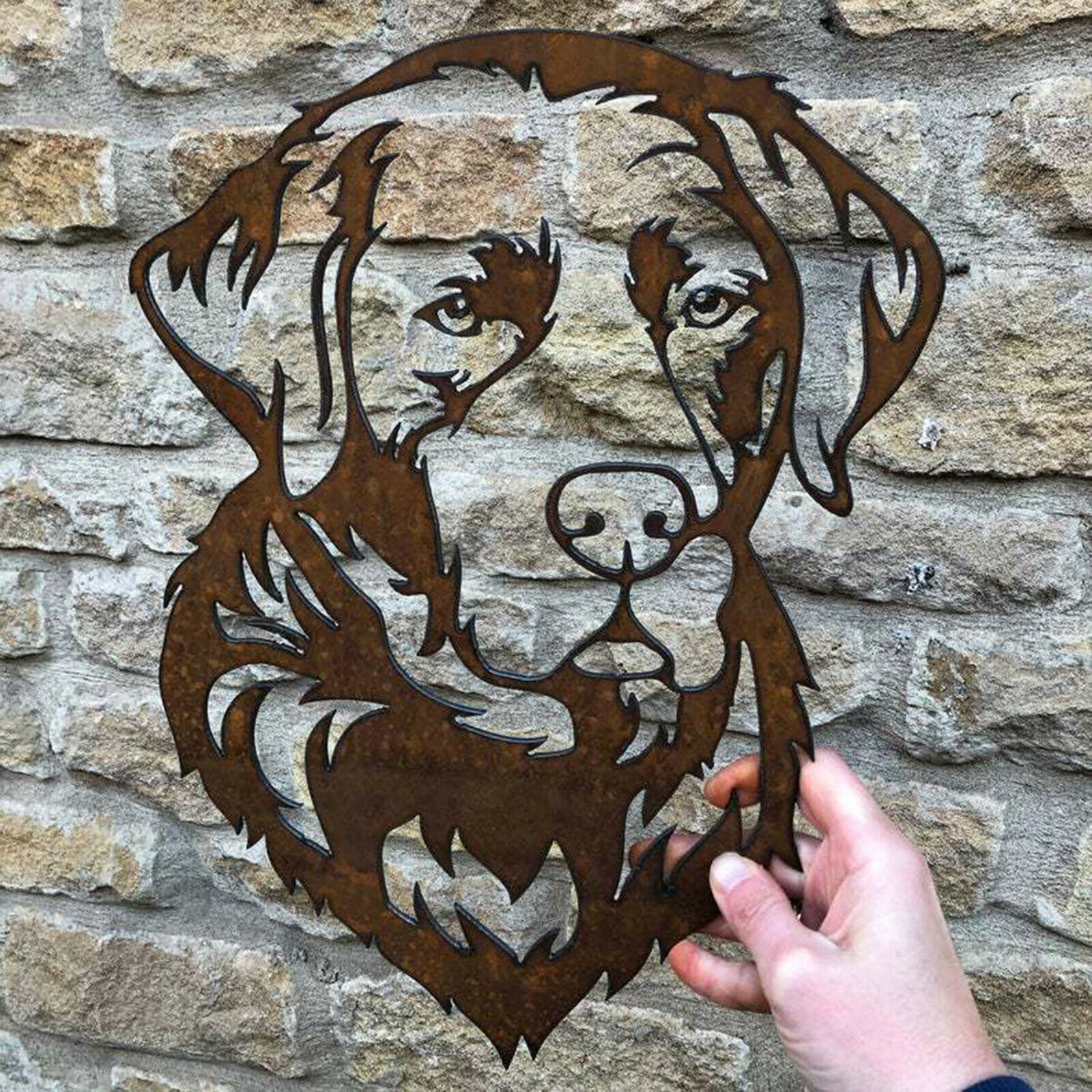 Lively Silhouette Steel Garden Dog Animal Decor for Wall Fence House Outside