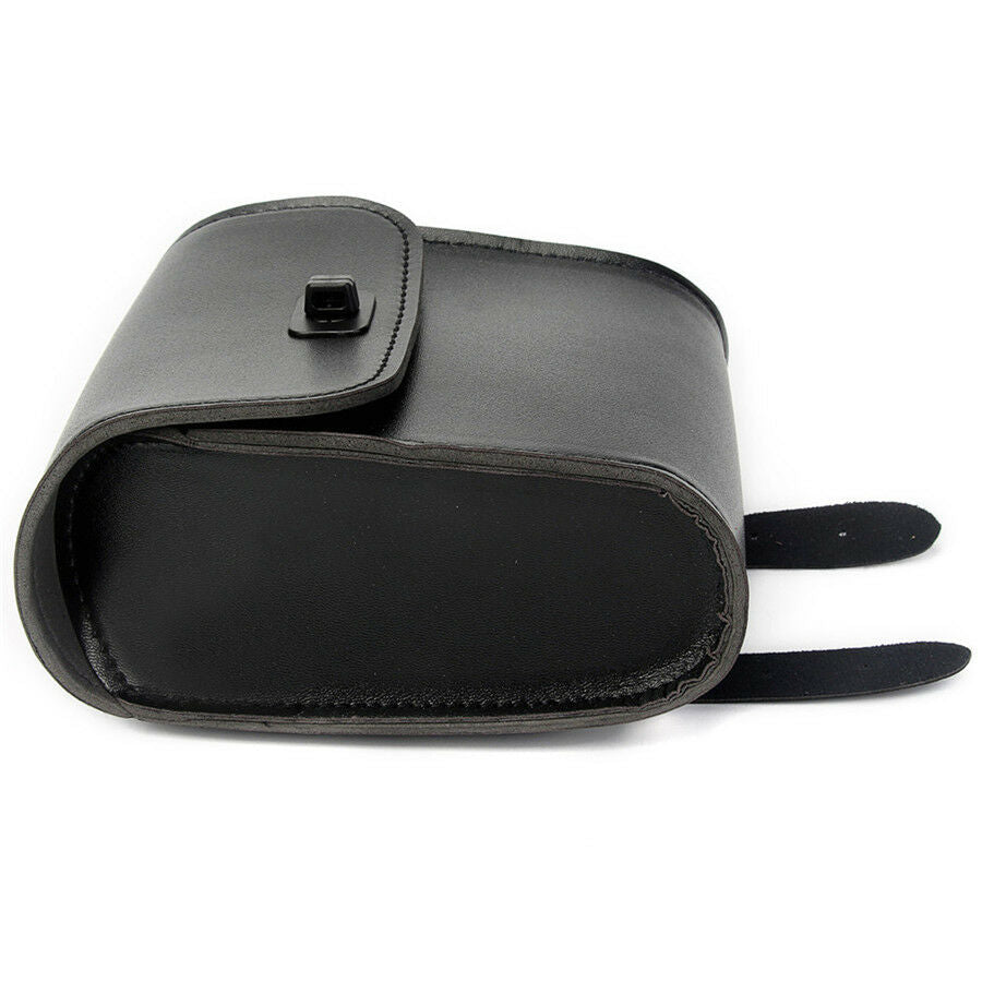 Motorcycle Front Handlebar/Rear Seat Luggage Saddle Bags Black Synthetic Leather