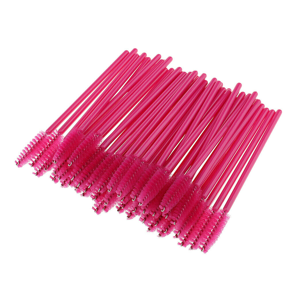 100 Pieces Disposable Eyelash Mascara Wands Applicator Makeup Brush Rose Red