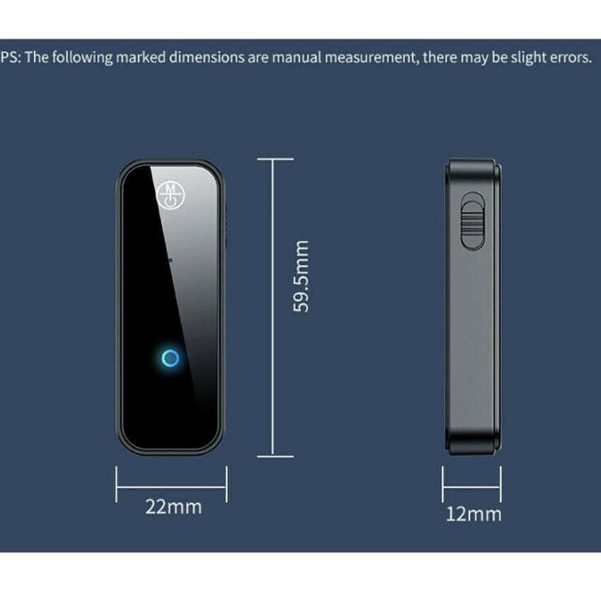 1X Wireless Bluetooth 5.0 Transmitter Receiver 2in1 Audio Adapter 3.5mm Aux Car